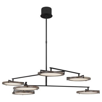 Shuffle Large 6-Light Integrated LED Ceiling Chandelier in Nightshade Black