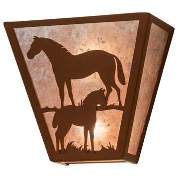 13 Wide Mare & Foal Wall Sconce