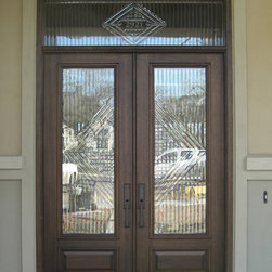 Custom Decorative Glass Wood Double Door - Front Doors
