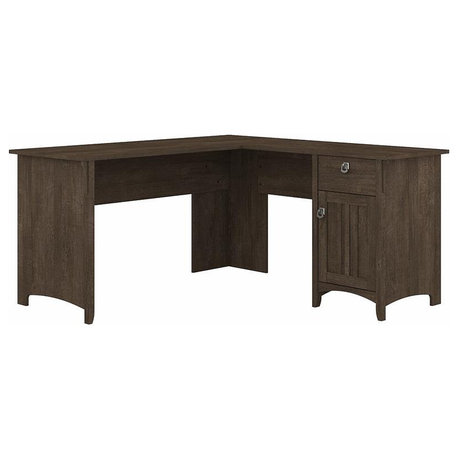 Bush Furniture Salinas 60W L Shaped Desk with Storage in Ash Brown