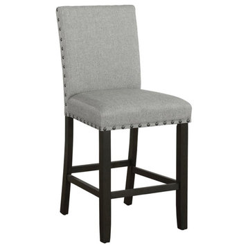 Pemberly Row Upholstered Counter Height Stool in Gray-Antique Noir