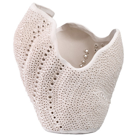 Coastal Style White Porcelain Eclipse Vase