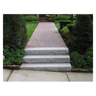 Salt & Pepper Granite Steps with Unilock Copthorne Walkway - Landscape