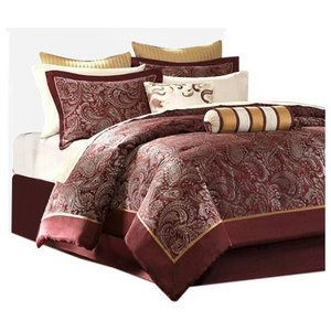 Jacquard Comforter 12 Piece Set With Piping Mediterranean