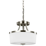 Sea Gull Lighting - Sea Gull Lighting 7739102-962 Hettinger - 100W Two Light Convertible Pendant - The Hettinger lighting collection by Sea Gull LighHettinger 100W Two L Brushed Nickel Etche *UL Approved: YES Energy Star Qualified: n/a ADA Certified: n/a  *Number of Lights: Lamp: 2-*Wattage:100w A19 Medium Base bulb(s) *Bulb Included:No *Bulb Type:A19 Medium Base *Finish Type:Brushed Nickel
