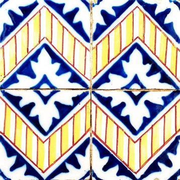 4" X 4" Blue Yellow Zig Peel And Stick Tiles