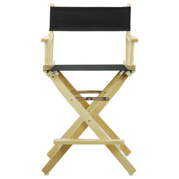 24" Director's Chair With Natural Frame, Black Canvas