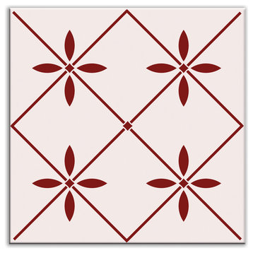 4.25"x4.25" Folksy Love Glossy Decorative Tile, Glass Burgundy
