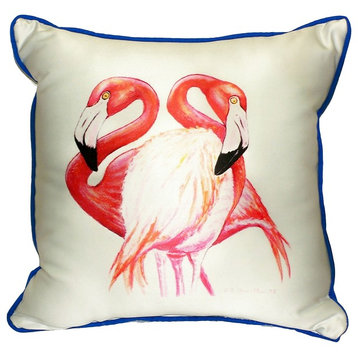 Two Flamingos Small Indoor/Outdoor Pillow 12x12 - Set of Two