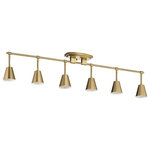 Kichler - Kichler Sylvia 6 Light Rail Light, Brushed Natural Brass - Flexible arms and sleek tapered shades give Sylvia rail lights a simple mid-century modern inspired style. With three finish choices and multiple adjustment options, you can create the look and lighting effect you are"" after.