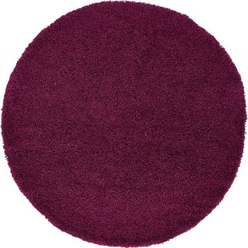 Solid/Striped Sybil 6' Round Plum Area Rug