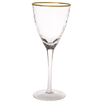 Classic Touch Water Glasses With Gold Design, Set of 6