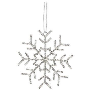 Serene Spaces Living Set of 6 Hanging Rhinestone Snow Flake Ornament, 4" Dia