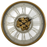 Yosemite Home Decor - Pewter Gear Clock - Yosemite Home Decor presents a collection of an Open Gear Wall Clocks. Main feature of all items in this collection are decorative moving gears, powered by two AA baterries. Additional separate AA battery is reqired for clock mechanism.