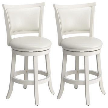 Woodgrove White Wash Counter Height Barstool With Leatherette Seat, Set of 2