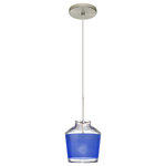 Besa Lighting - Besa Lighting 1XT-PIC6BL-SN Pica 6 - One Light Cord Pendant with Flat Canopy - Pica 6 is a compact tapered glass with a broad angPica 6 One Light Cor Bronze Blue Sand Gla *UL Approved: YES Energy Star Qualified: n/a ADA Certified: n/a  *Number of Lights: Lamp: 1-*Wattage:50w GY6.35 Bi-pin bulb(s) *Bulb Included:Yes *Bulb Type:GY6.35 Bi-pin *Finish Type:Bronze