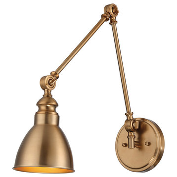 1-Light Adjustable Sconce, Warm Brass