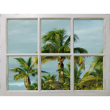Window Palm Trees' Graphic Art on Wrapped Canvas