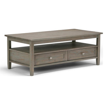 Simpli Home Warm Shaker Wood 48" Rectangle Transitional Coffee Table in Gray