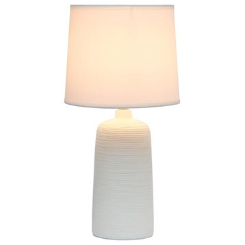 Simple Designs Textured Linear Ceramic Table Lamp Off White