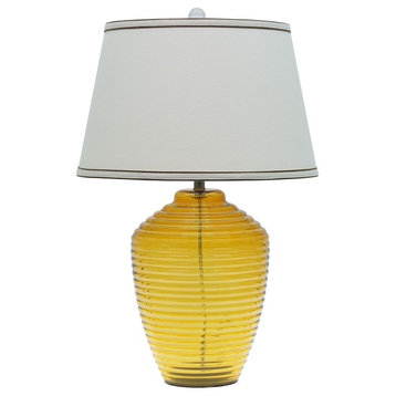 40018, 25" High Modern Glass Table Lamp, Amber Colored Finish