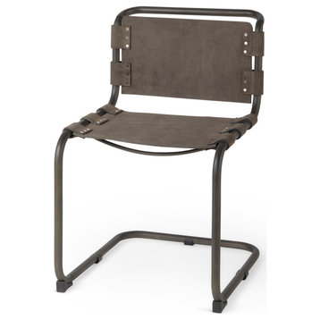 Berbick 33" Total Height Brown/Gray Suede With Iron Frame Dining Chair