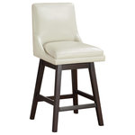 OSP Home Furnishings - Allingham 26" Swivel Counter Stool With Dark Walnut Legs, Cream Faux Leather - A contemporary, modern design that is both attractive and comfortable. Ideal for a counter height kitchen island or any casual eating area. The padded, well-fitted back and ample cushioned seat, make this counter stool a must-have solution as active seating. Full swivel motion just right for conversation and eating. Soft supple faux leather paired with solid wood frame make this design durable and beautiful. Some assembly required.