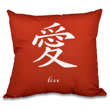 18"x18" Love, Word Print Pillow, Red