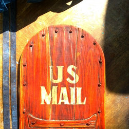 Rustic cedar mailbox door - Mailboxes