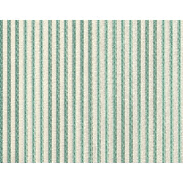 Ticking Stripe Pool Green 63" Rod Pocket Curtain Panels Pair Cotton, Lined