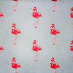 Betsy Drake - Flamingo Santa Floor Mat 30x50 - These decorative floor mats are made with a synthetic, low pile washable material that will stand up to years of wear. They have a non-slip rubber backing and feature art made by artists Dick Hamilton and Betsy Drake of Betsy Drake Interiors. All of our items are made in the USA. Our small door mats measure 18x26 and our larger mats measure 30x50. Enjoy a colorful design that will last for years to come.