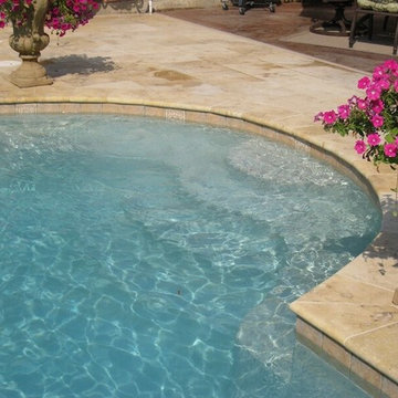 Pool entry with wedding cake steps
