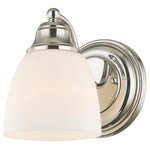 Livex Lighting - Somerville Wall Sconce, Chrome - The hand blown satin opal white shades extend from gently curved arms reaching from the round backplate and are finished with small, orb finials at both ends to reinforce the curvaceous motif.