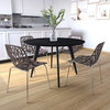 Leisuremod Ravenna 5-Piece Dining Set With 4 Stackable Chairs and Round Table, Taupe