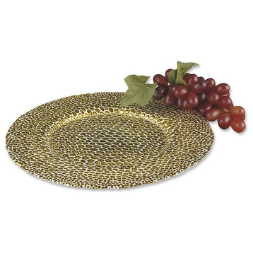Round Charger with Genuine Antique Gold Leaf Snakeskin Design