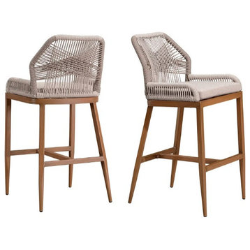 Modern Patio Metal Stools with Backrest and Arm