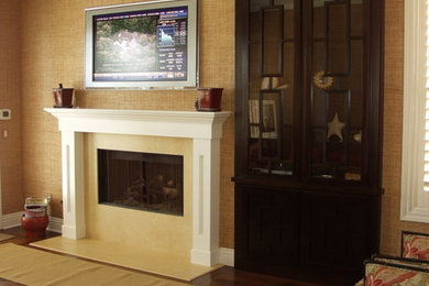 Built-in media center and fireplace mantel