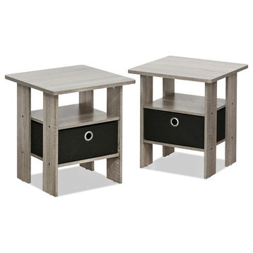 Furinno Andrey End Table Nightstand Set, 2-Pack, French Oak Grey