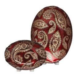 belle & June - Paisley 9" Oval Bowl-Set of 4 - Dinnerware