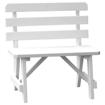 Pine 3' Traditional Backed Bench, White