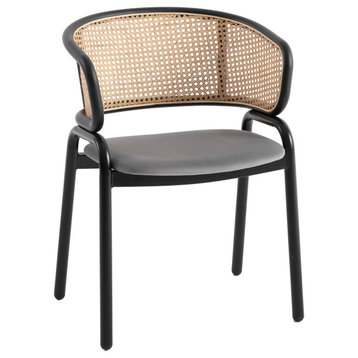 LeisureMod Ervilla Modern Dining Chair With Stainless Steel Legs, Grey