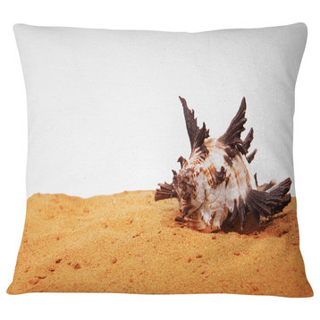 Large Sea Shells on Sand Seascape Throw Pillow, 18"x18"