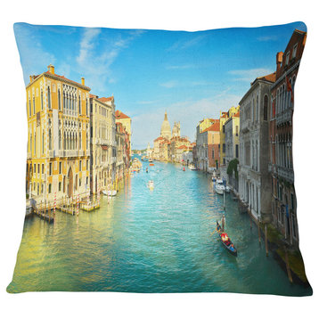 Vibrant Evening Venice Italy Cityscape Throw Pillow, 18"x18"