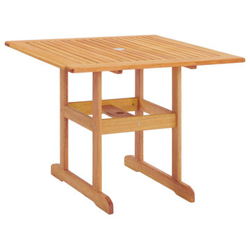 Hatteras 36" Square Outdoor Patio Eucalyptus Wood Dining Table, Natural