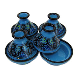 Le Souk Ceramique - Mini Stoneware Tagines, Set of 4, Sabrine Design - Specialty Cookware