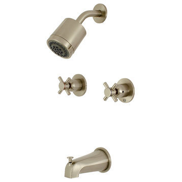 Kingston Brass Two-Handle Tub and Shower Faucet, Brushed Nickel