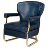Santa Monica Mid Century Blue Leather Accent Chair