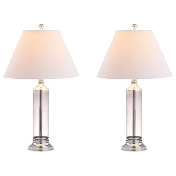 Astor 29" Glass LED Table Lamp, Set of 2, Smoked Gray