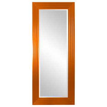 Delano Rectangular Mirror Custom Painted, Traditional, 34 X 82, Glossy Orange