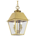 Livex Lighting - Wentworth 2 Light Natural Brass Outdoor Medium Pendant Lantern - With its appealing natural brass finish and clear glass, the stunning Mansfield collection will make an elegant addition to any outdoor space. Formed from solid brass & traditionally inspired, this two-light outdoor medium pendant is perfect for your entry way. Combining superb craftsmanship and affordable price, this fixture is sure to be a timeless addition to your home.